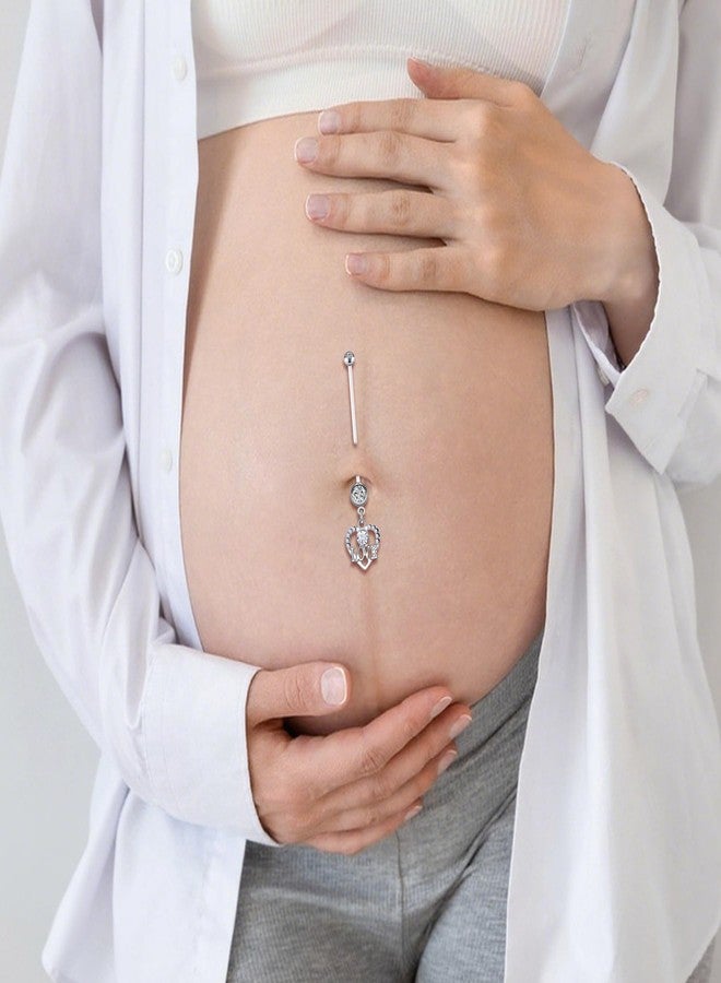 DJCIW 14G CZ Pregnancy Belly Button Rings, Flexible Clear Acrylic Navel Rings for Pregnant Women and Maternity Sports, Comfortable Piercing Retainer, Customizable Long Bars 10-38mm with Replacement Balls - Image 4